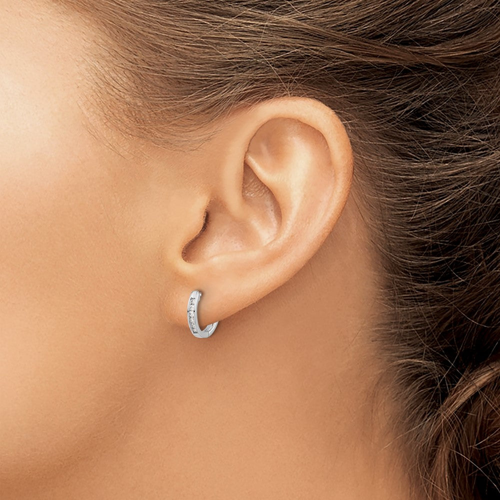 1/8 carat Diamond Channel-set Hinged Hoop Earrings - WBC