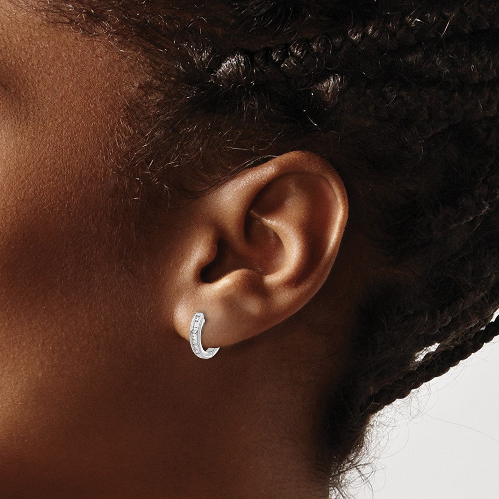 1/6 carat Diamond Channel-set Hinged Hoop Earrings - WBC