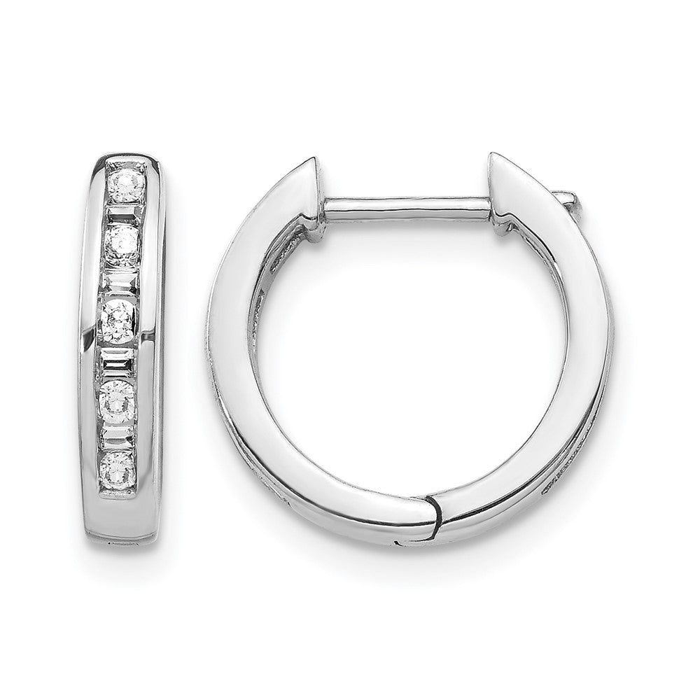 1/4 carat Round/Baguette Diamond Channel-set Hinged Hoop Earrings - WBC
