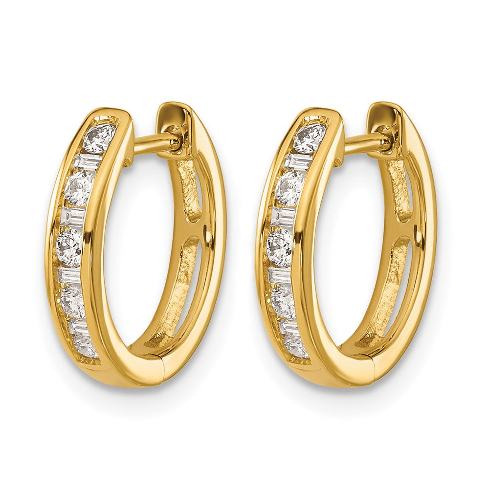 1/4 carat Round/Baguette Diamond Channel-set Hinged Hoop Earrings - WBC