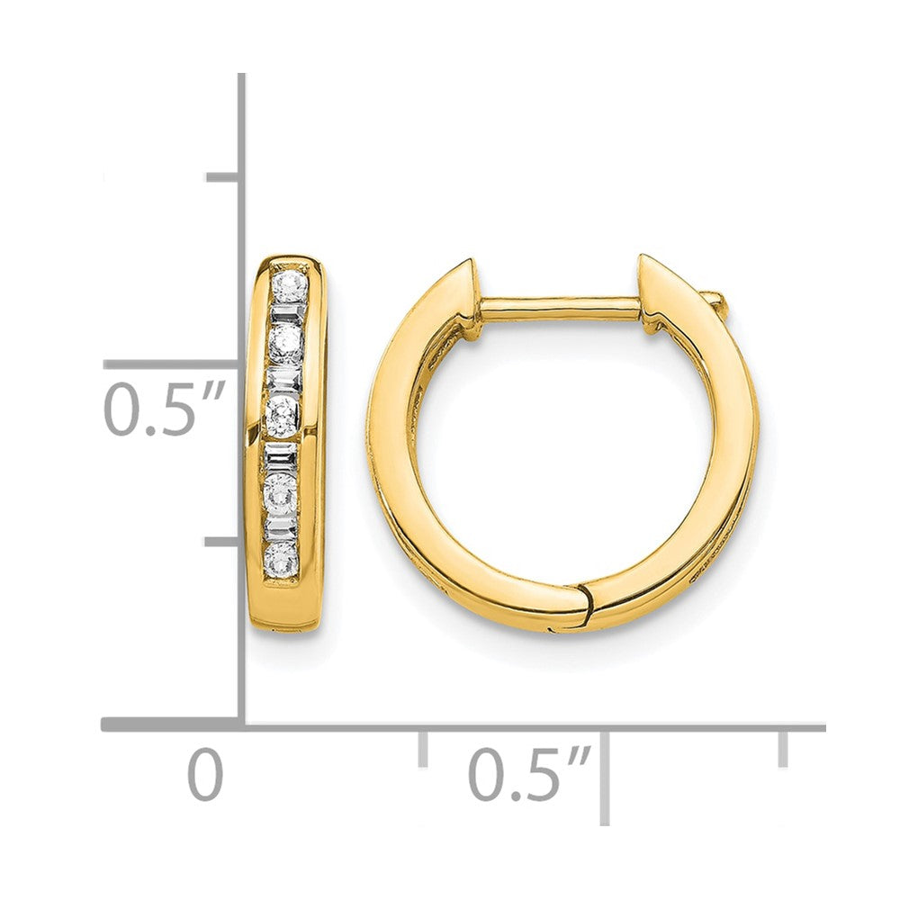 1/4 carat Round/Baguette Diamond Channel-set Hinged Hoop Earrings - WBC