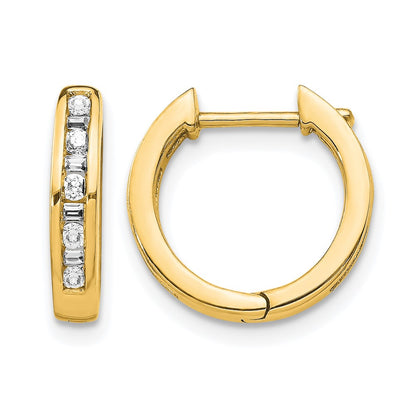 1/4 carat Round/Baguette Diamond Channel-set Hinged Hoop Earrings - WBC