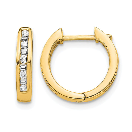 1/4 carat Round/Baguette Diamond Channel-set Hinged Hoop Earrings - WBC