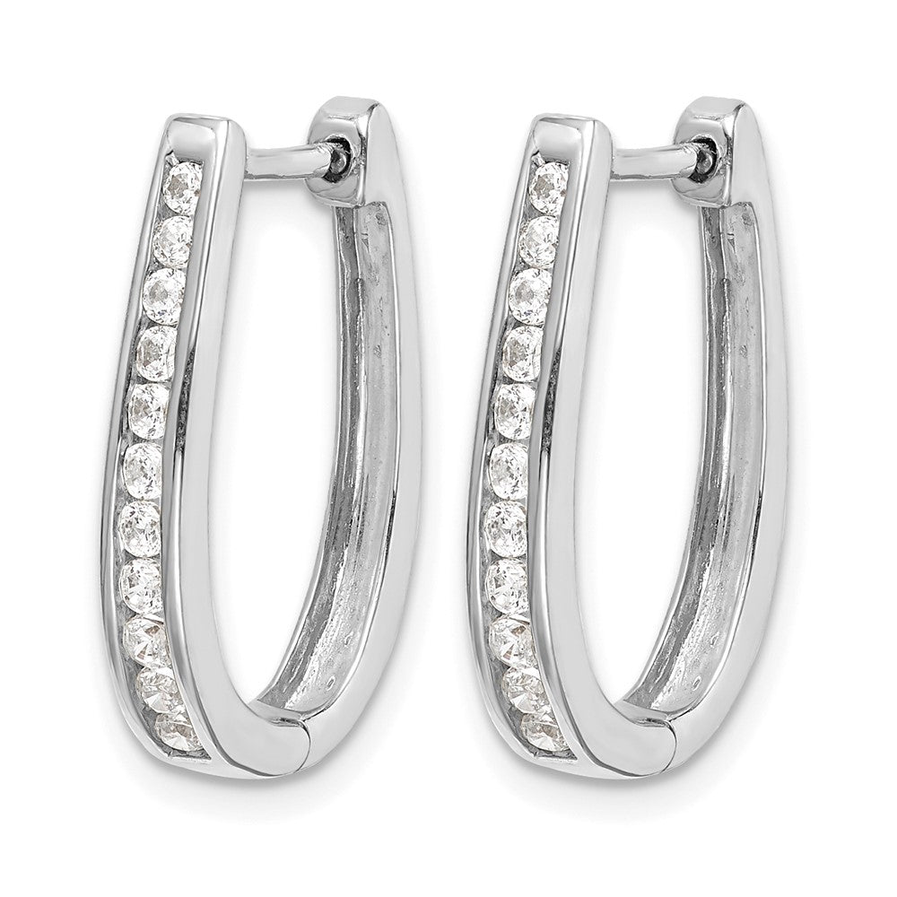 1/2 carat Diamond Channel-set Oval Hinged Hoop Earrings - WBC