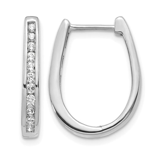 1/2 carat Diamond Channel-set Oval Hinged Hoop Earrings - WBC