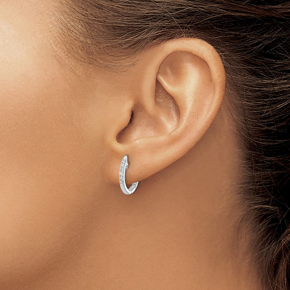 1/4 carat Diamond In/Out Hinged Hoop Earrings - WBC