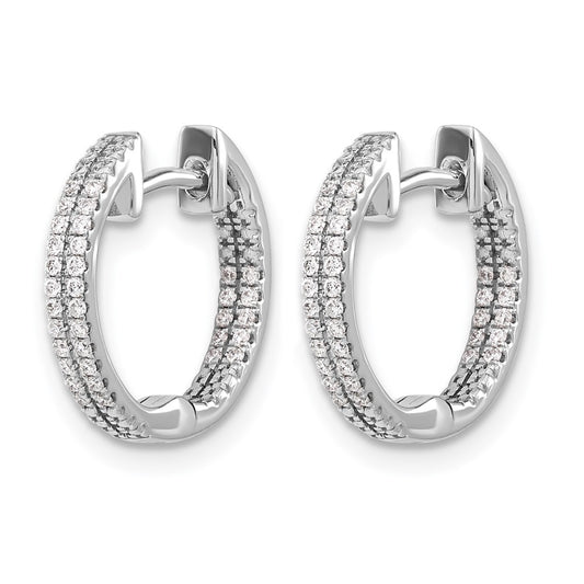 2-row 1/5 carat Diamond In/Out Hinged Hoop Earrings - WBC