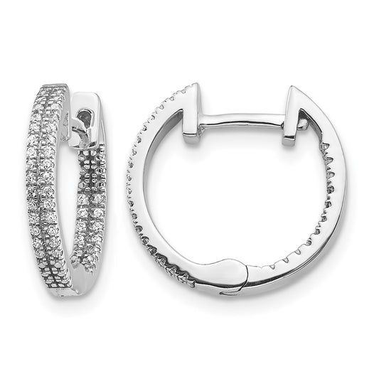 2-row 1/5 carat Diamond In/Out Hinged Hoop Earrings - WBC