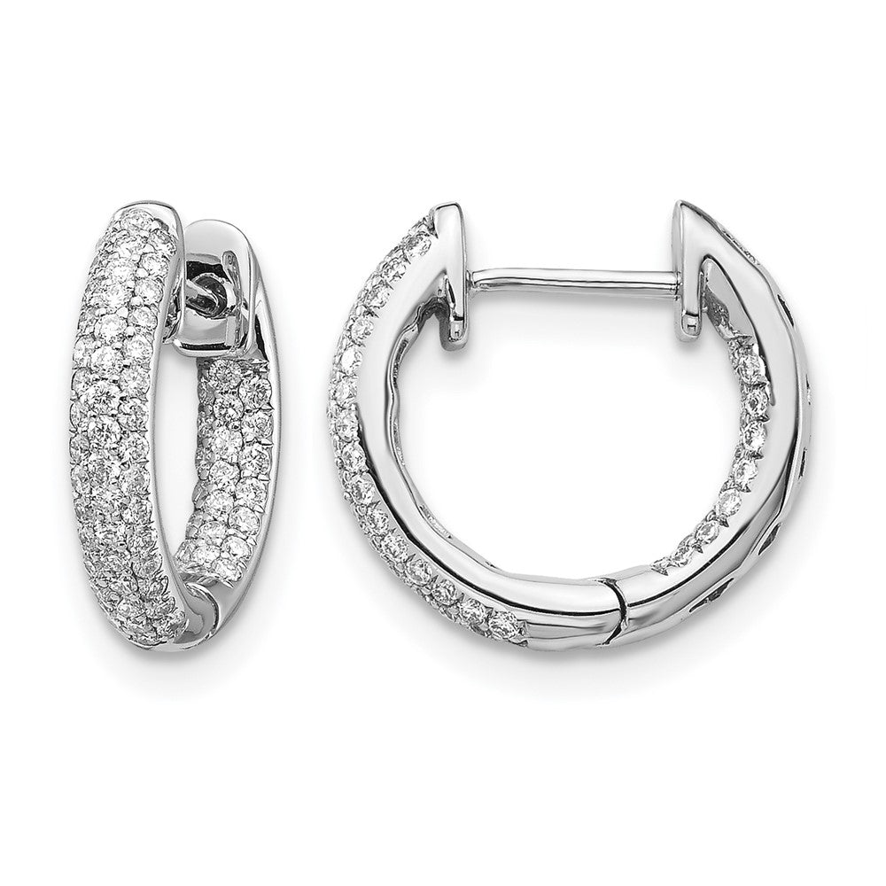 3-row 3/8 carat Diamond in/Out Hinged Hoop Earrings - WBC