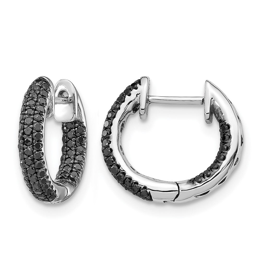 3-row 3/8 carat Black Diamond In/Out Hinged Hoop Earrings - WBC