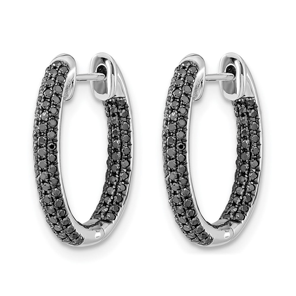 3-row 1/2 carat Black Diamond In/Out Hoop Earrings - WBC