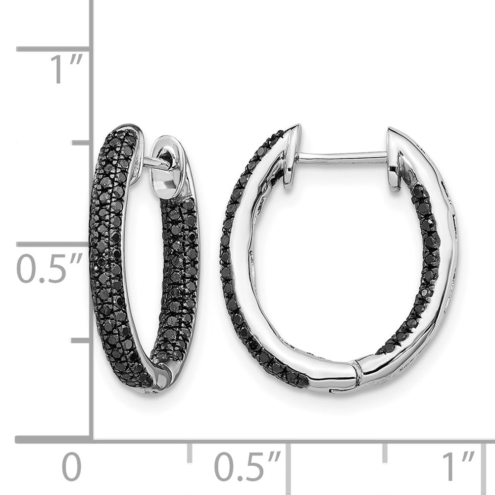 3-row 1/2 carat Black Diamond In/Out Hoop Earrings - WBC