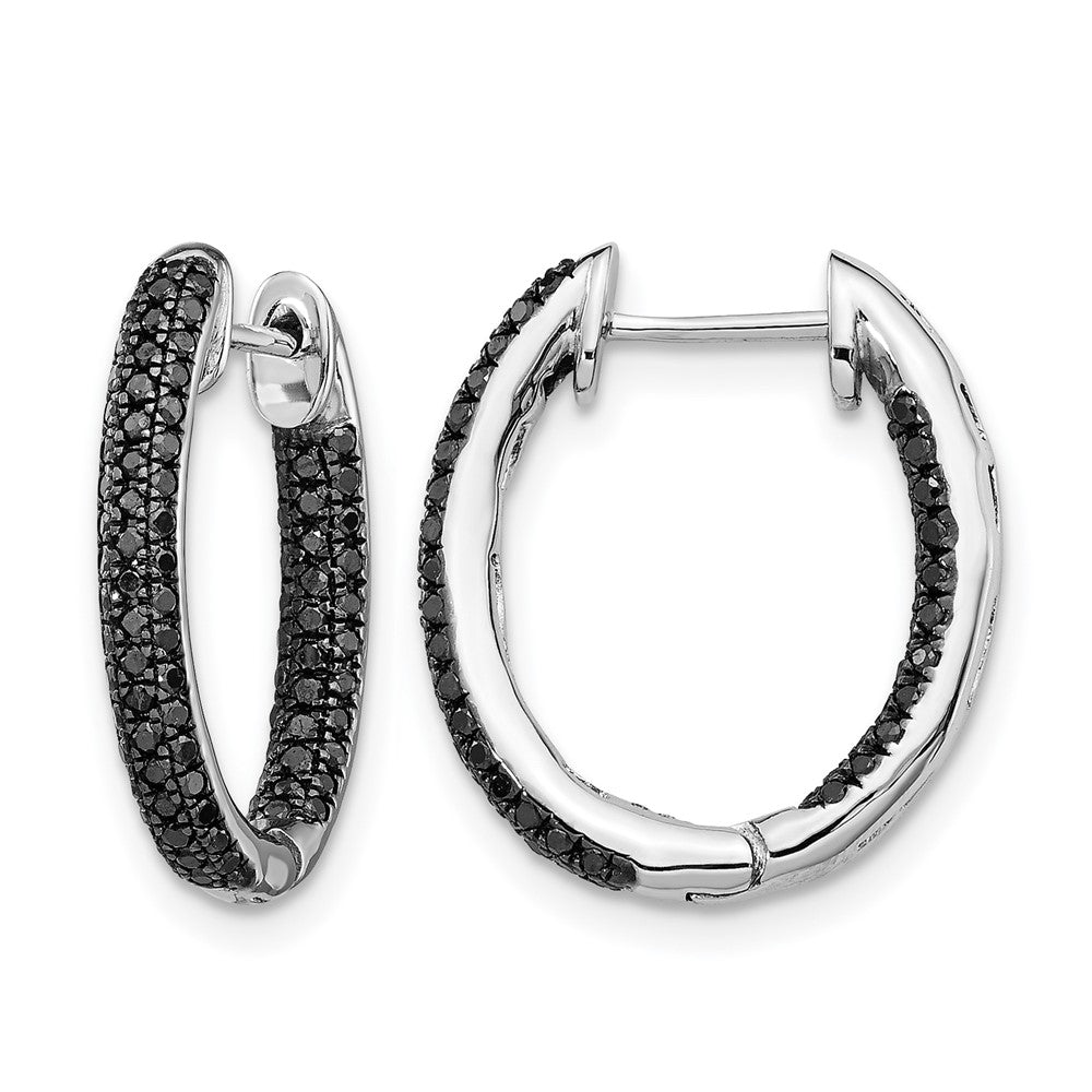 3-row 1/2 carat Black Diamond In/Out Hoop Earrings - WBC