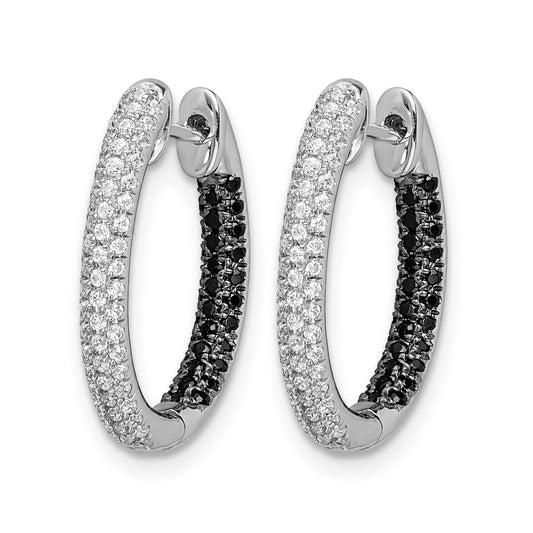 3-row 1/2 carat Black and Diamond In/Out Hoop Earrings - WBC