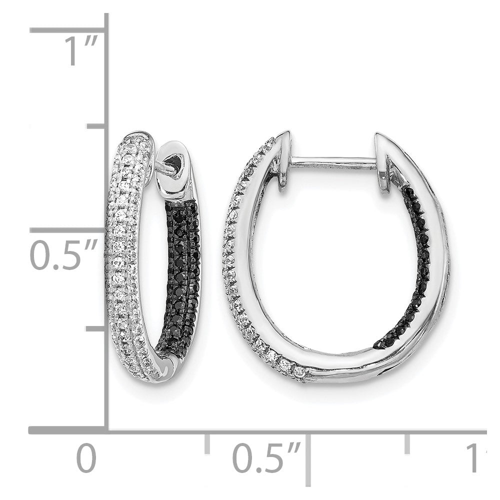 3-row 1/2 carat Black and Diamond In/Out Hoop Earrings - WBC