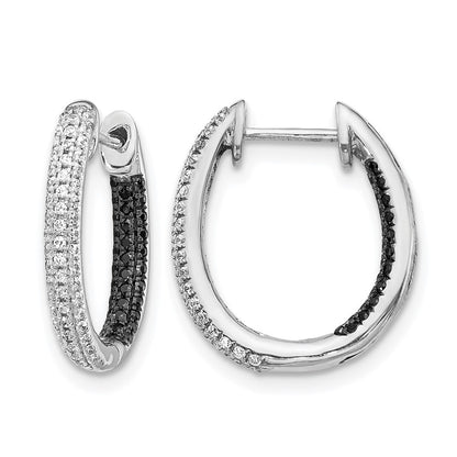 3-row 1/2 carat Black and Diamond In/Out Hoop Earrings - WBC