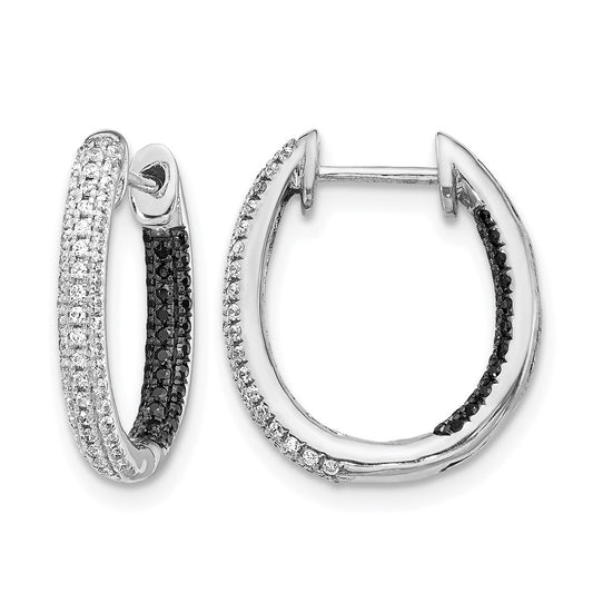 3-row 1/2 carat Black and Diamond In/Out Hoop Earrings - WBC