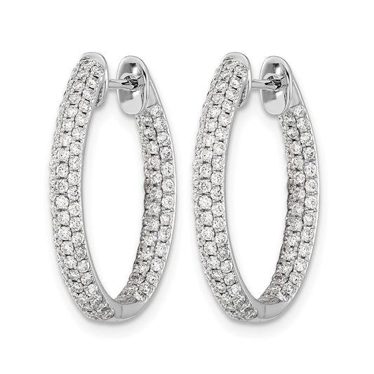 3-row 1.24 carat Diamond In/Out Hinged Hoop Earrings - WBC