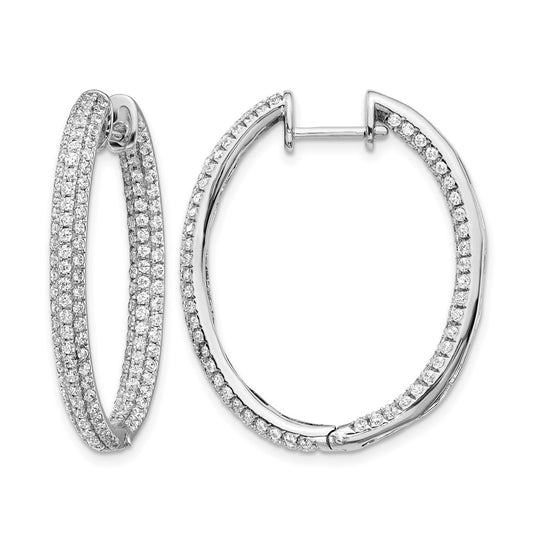 3-row 2.2 carat Diamond In/Out Hinged Hoop Earrings - WBC