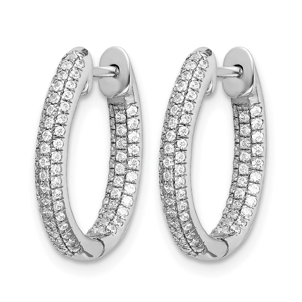 3-row 5/8 carat Diamond In/Out Hinged Hoop Earrings - WBC