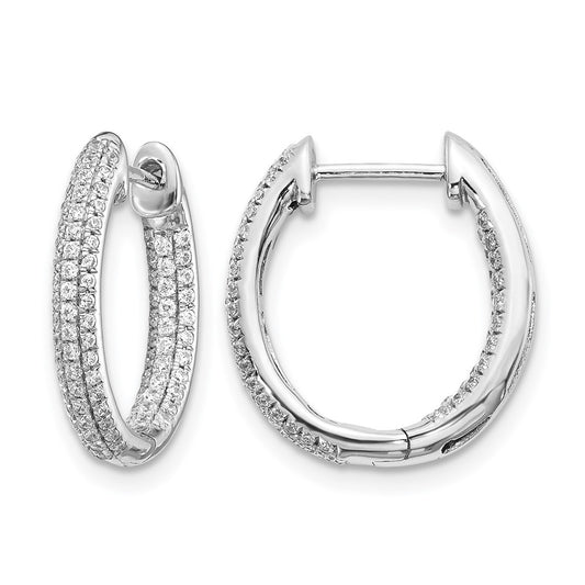 3-row 5/8 carat Diamond In/Out Hinged Hoop Earrings - WBC