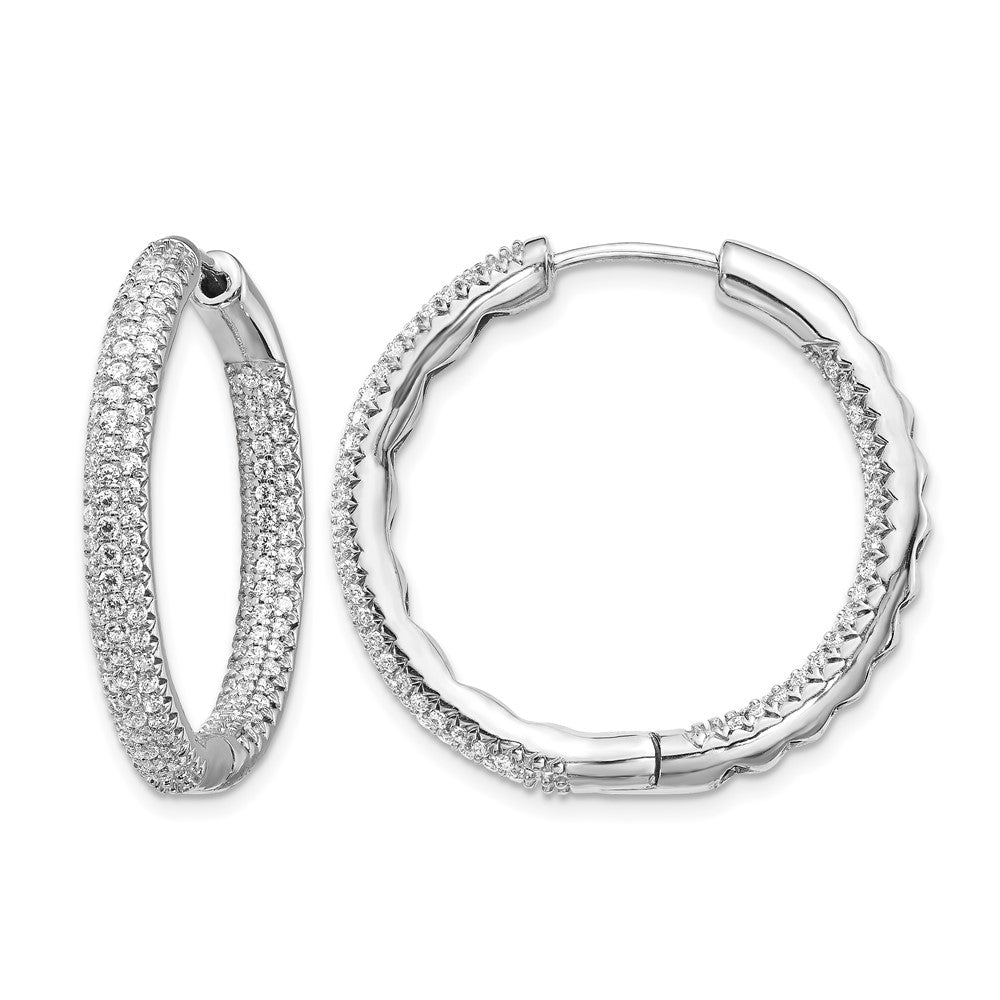 3-row 1.5 carat Diamond In/Out Hinged Hoop Earrings - WBC