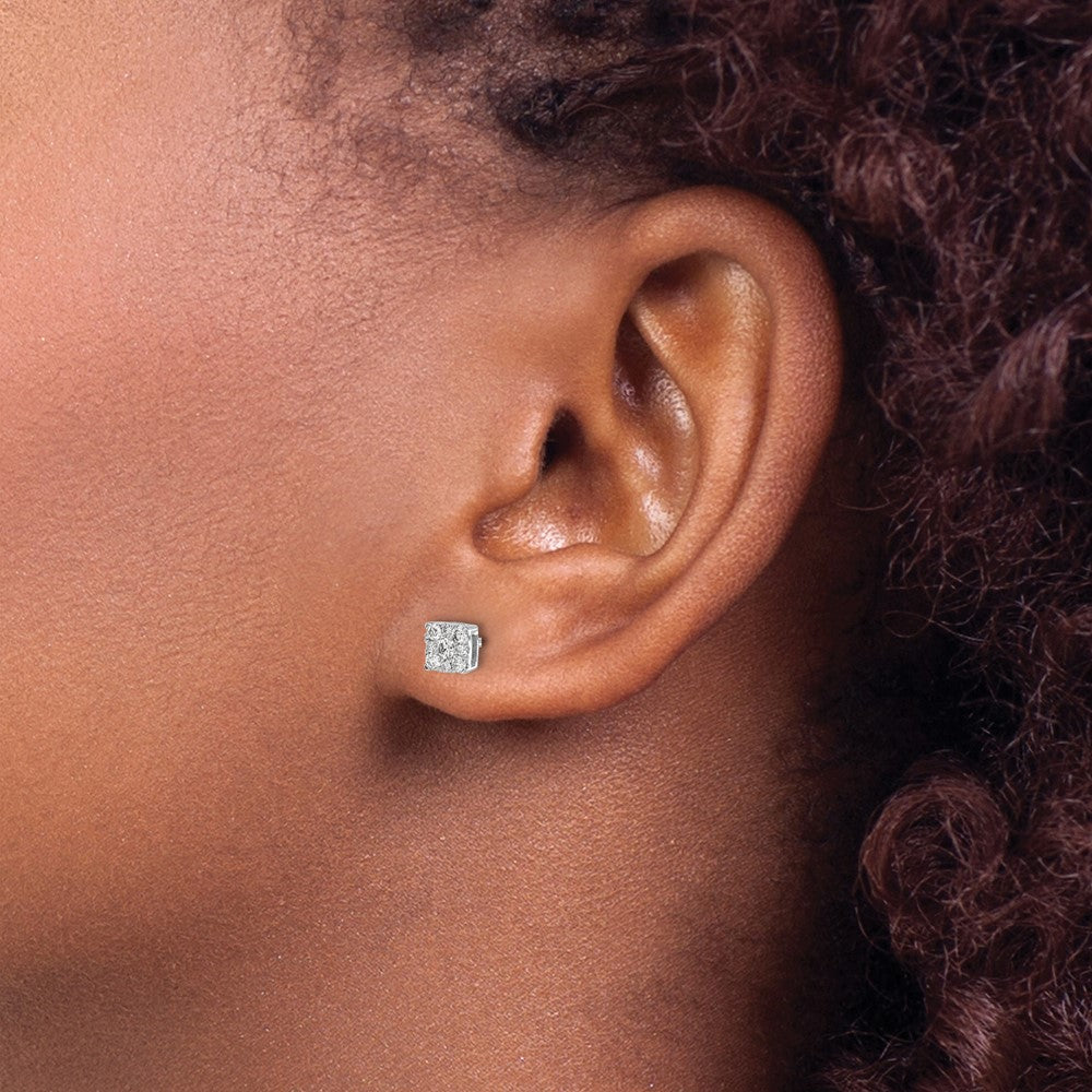 1/4 carat Diamond Halo Cluster Post Earrings - WBC