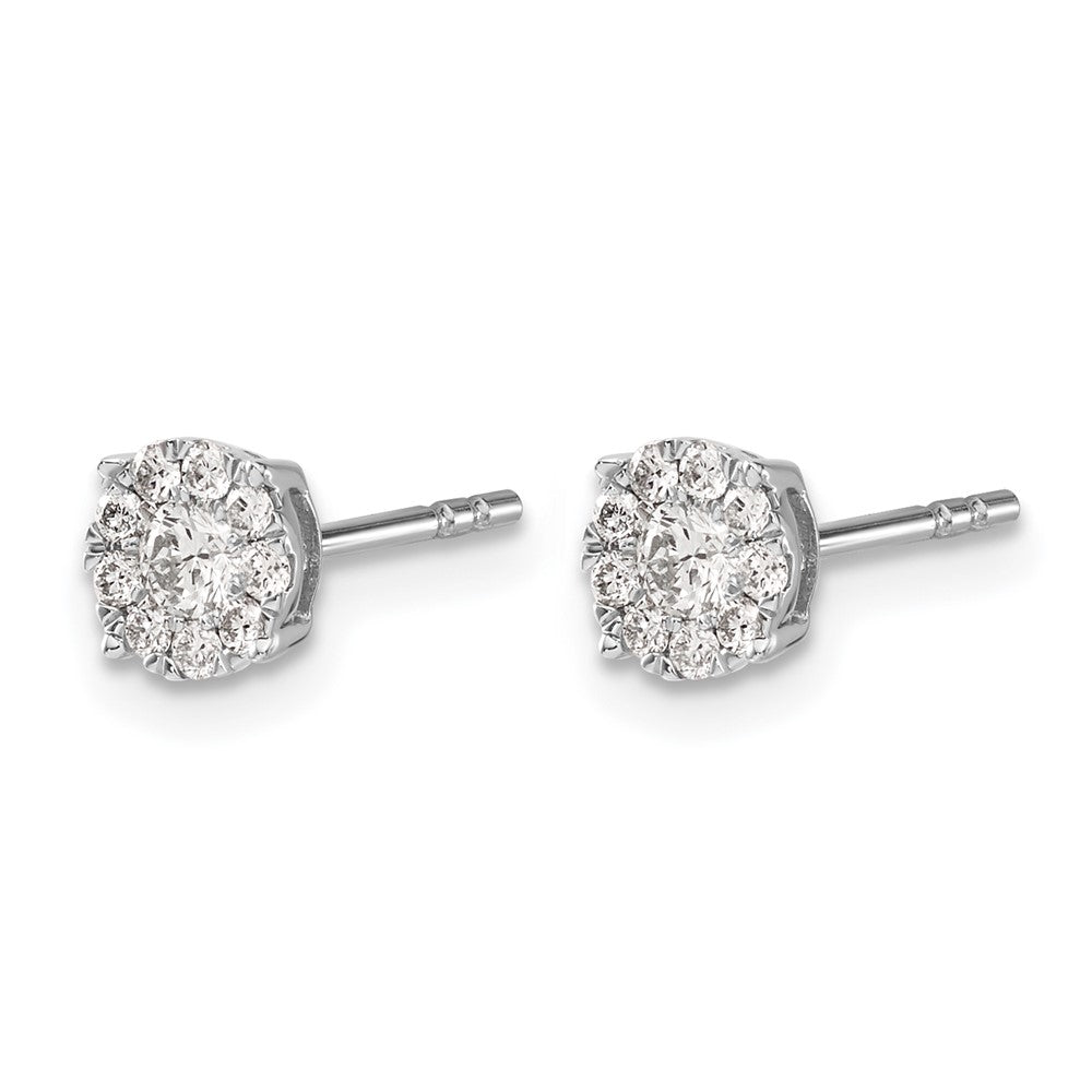 1/3 carat Diamond Halo Cluster Post Earrings - WBC