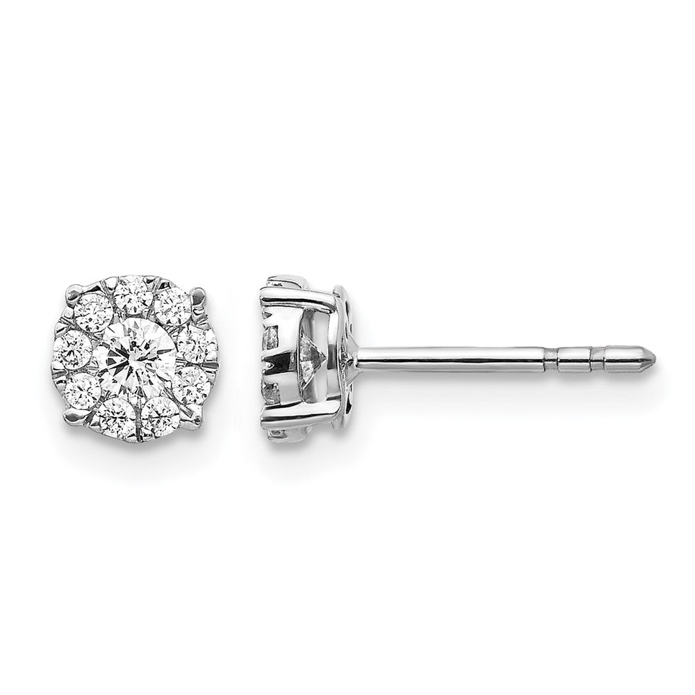 1/3 carat Diamond Halo Cluster Post Earrings - WBC