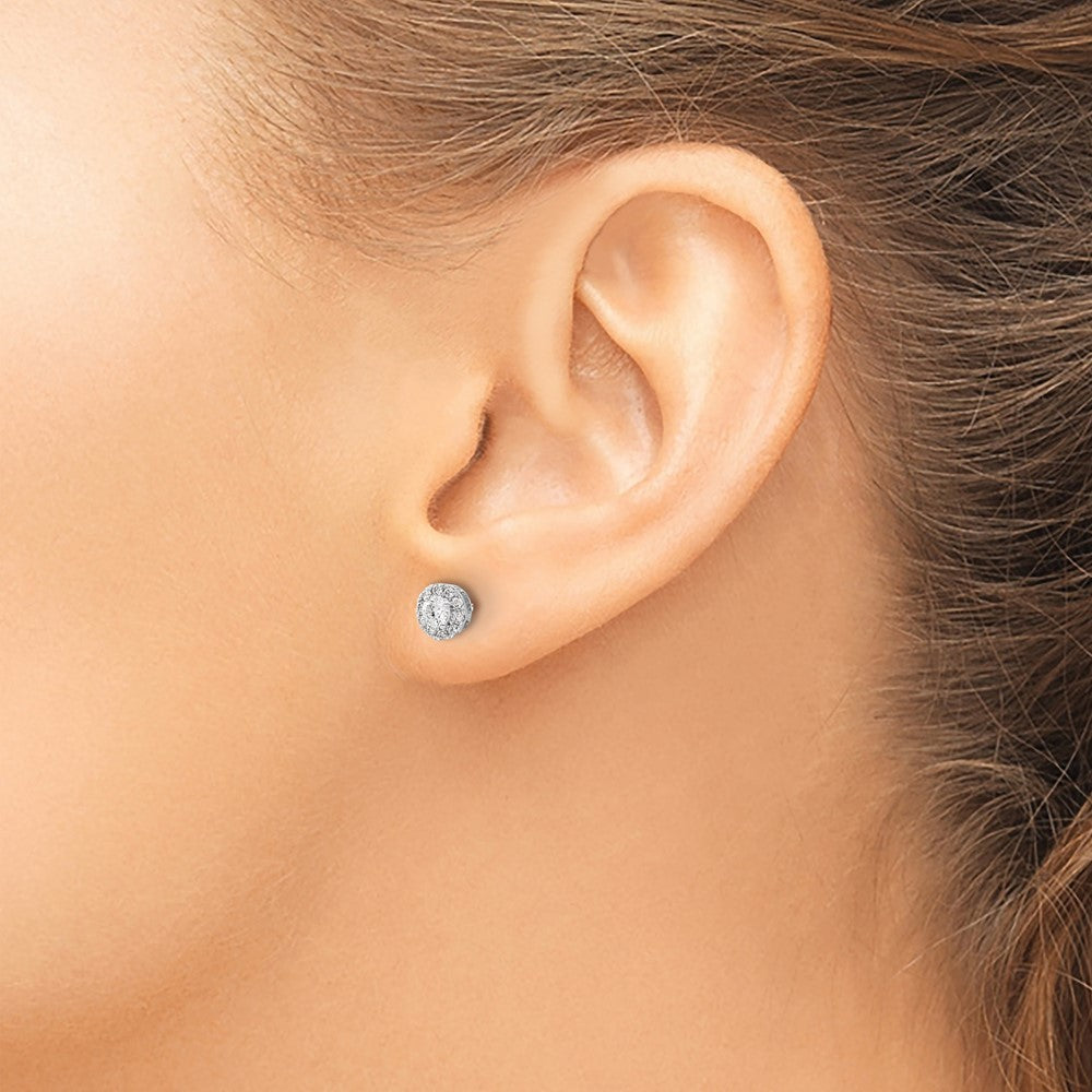 1/3 carat Diamond Halo Cluster Post Earrings - WBC