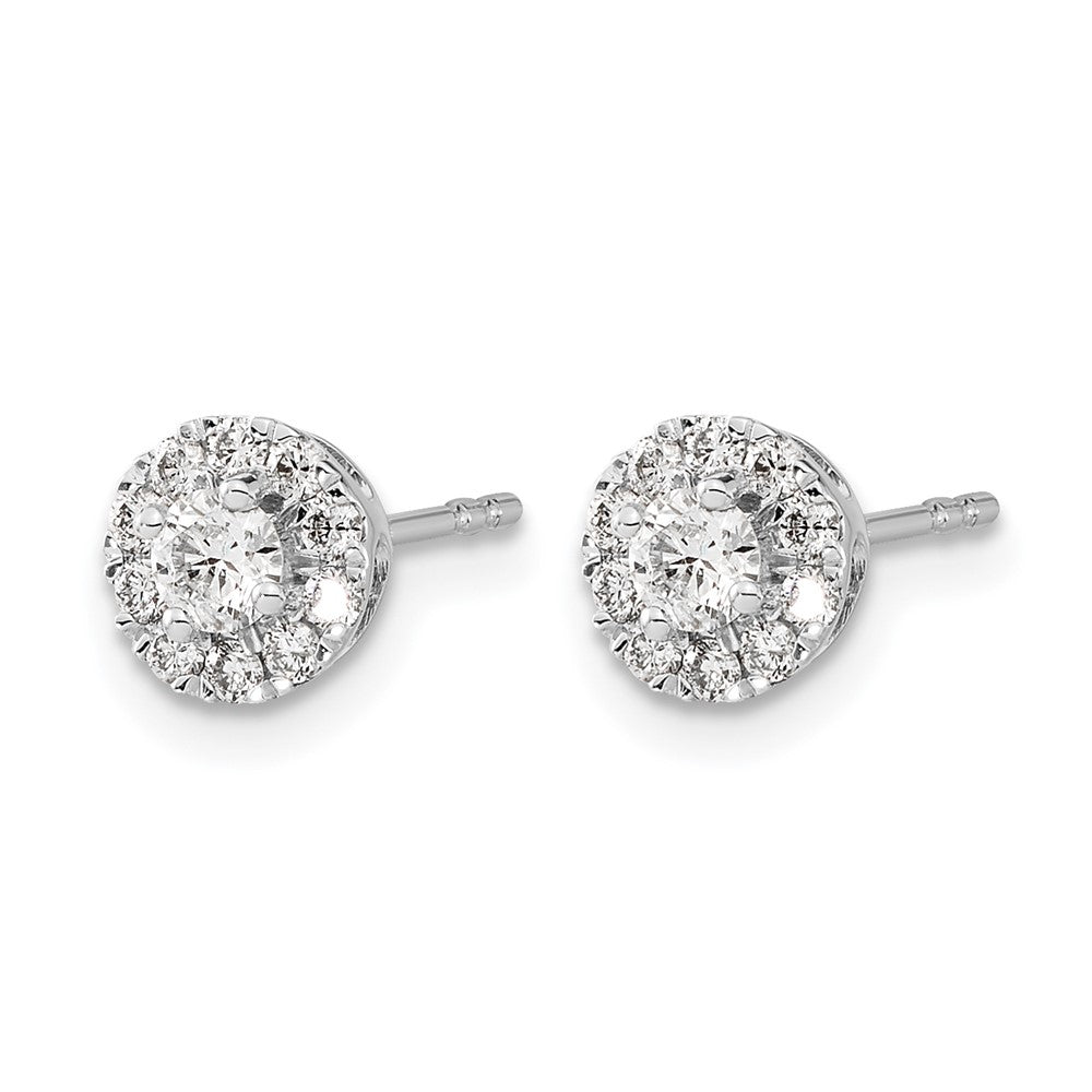 1/2 carat Diamond Halo Cluster Post Earrings - WBC