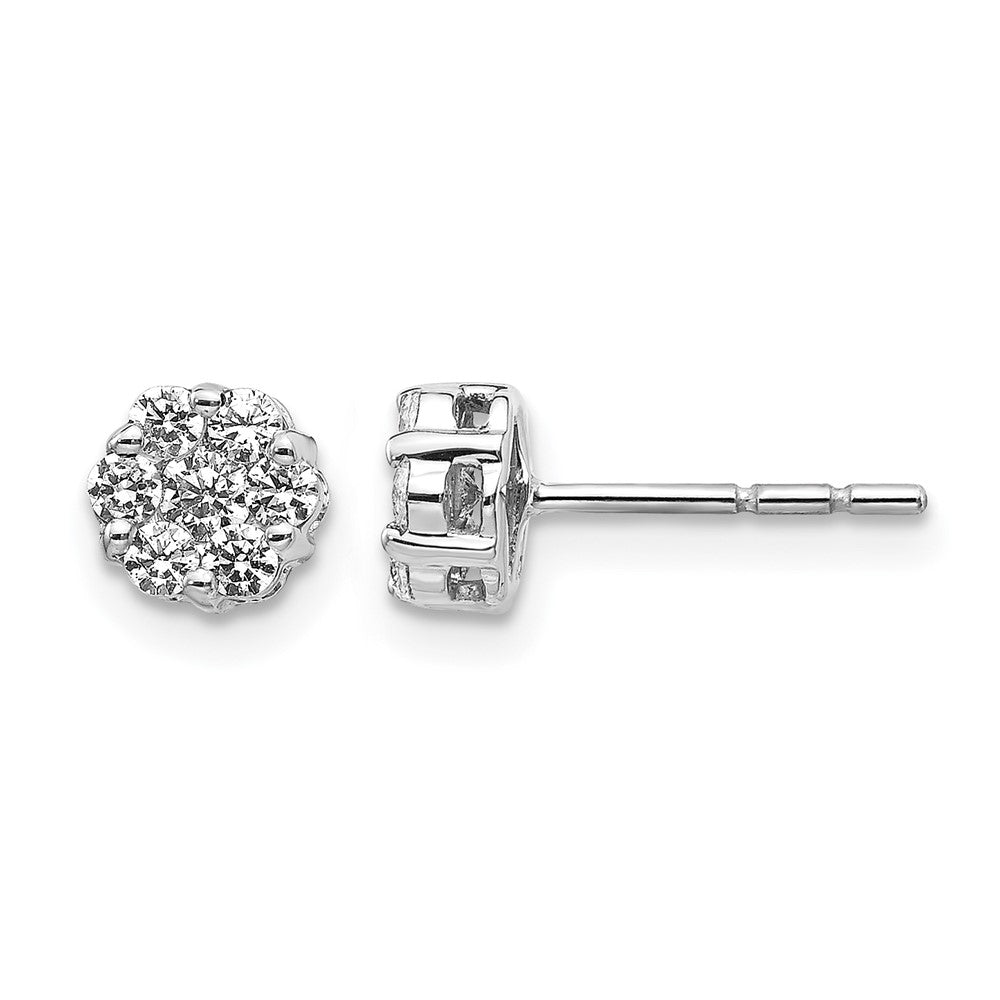 1/2 carat Diamond Cluster Push Back Post Earrings - WBC