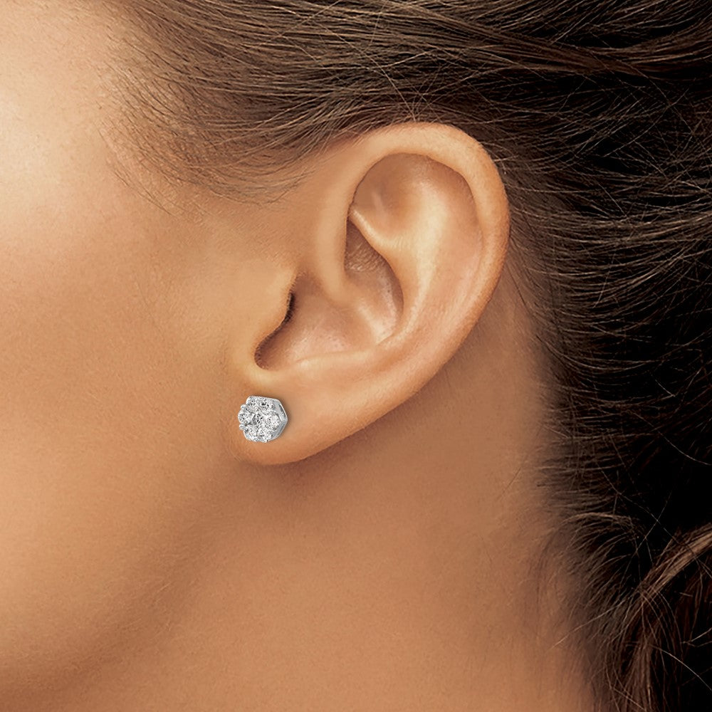 1.1 carat Diamond Cluster Screwback Post Earrings - WBC