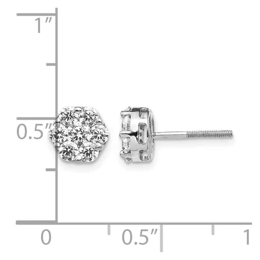 1.1 carat Diamond Cluster Screwback Post Earrings - WBC