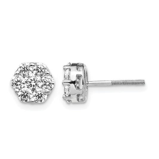 1.1 carat Diamond Cluster Screwback Post Earrings - WBC