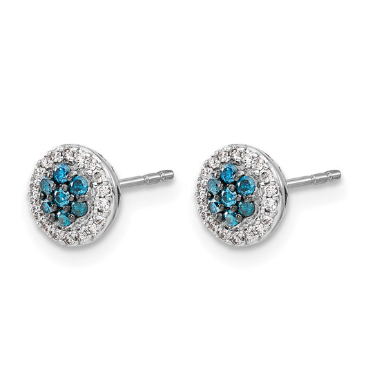 1/4 carat Blue/ Diamond Cluster Post Earrings - WBC