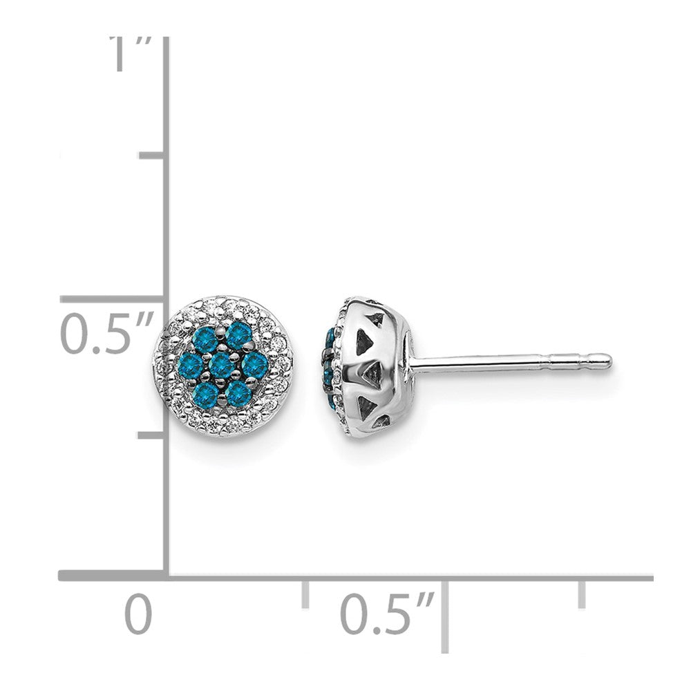 1/4 carat Blue/ Diamond Cluster Post Earrings - WBC