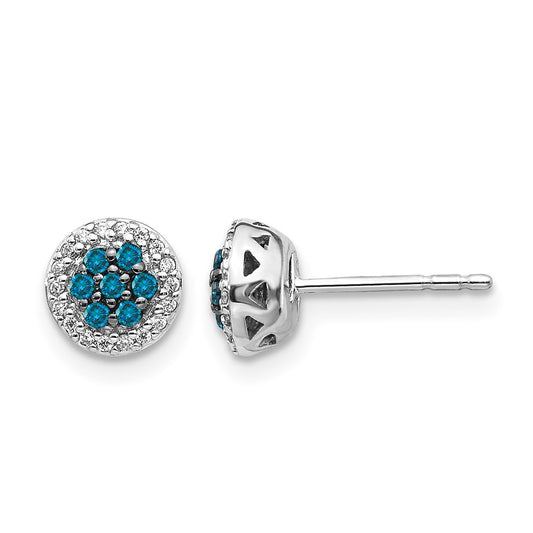 1/4 carat Blue/ Diamond Cluster Post Earrings - WBC