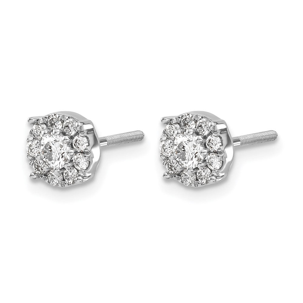 1/2 carat Diamond Halo Cluster Screwback Post Earrings - WBC