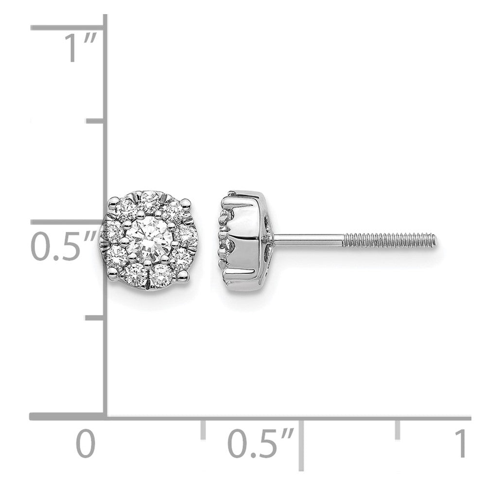 1/2 carat Diamond Halo Cluster Screwback Post Earrings - WBC