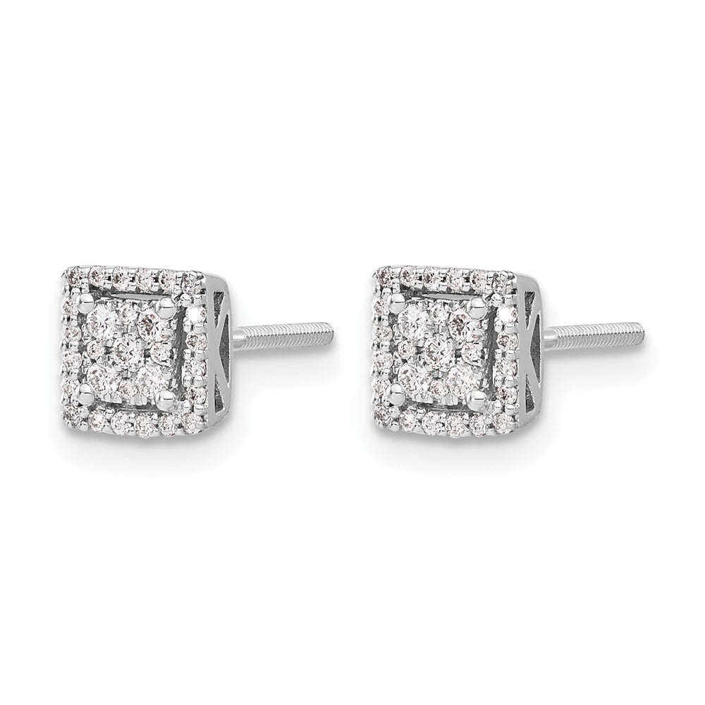 1/4 carat Diamond Cluster Square Screwback Post Earrings - WBC