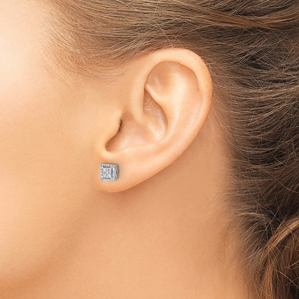 1/4 carat Diamond Cluster Square Screwback Post Earrings - WBC