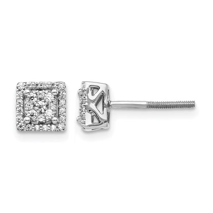 1/4 carat Diamond Cluster Square Screwback Post Earrings - WBC