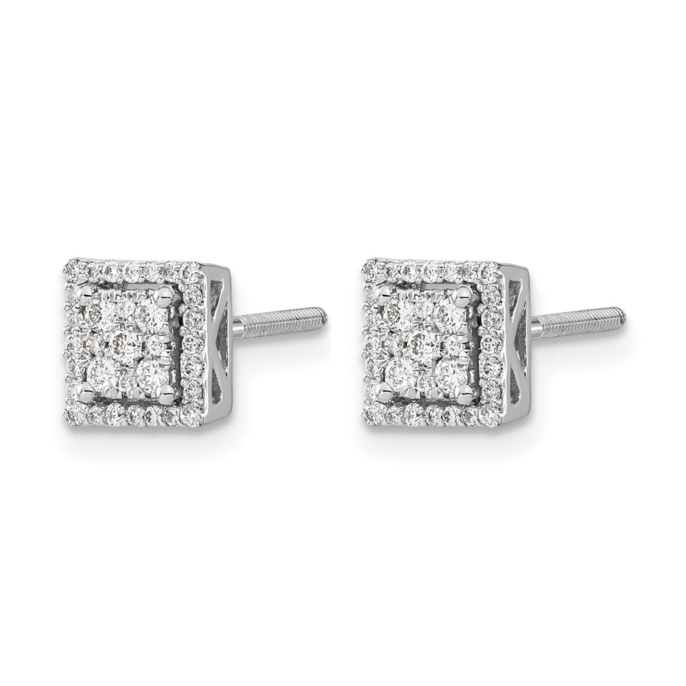 1/3 carat Diamond Cluster Square Screwback Post Earrings - WBC