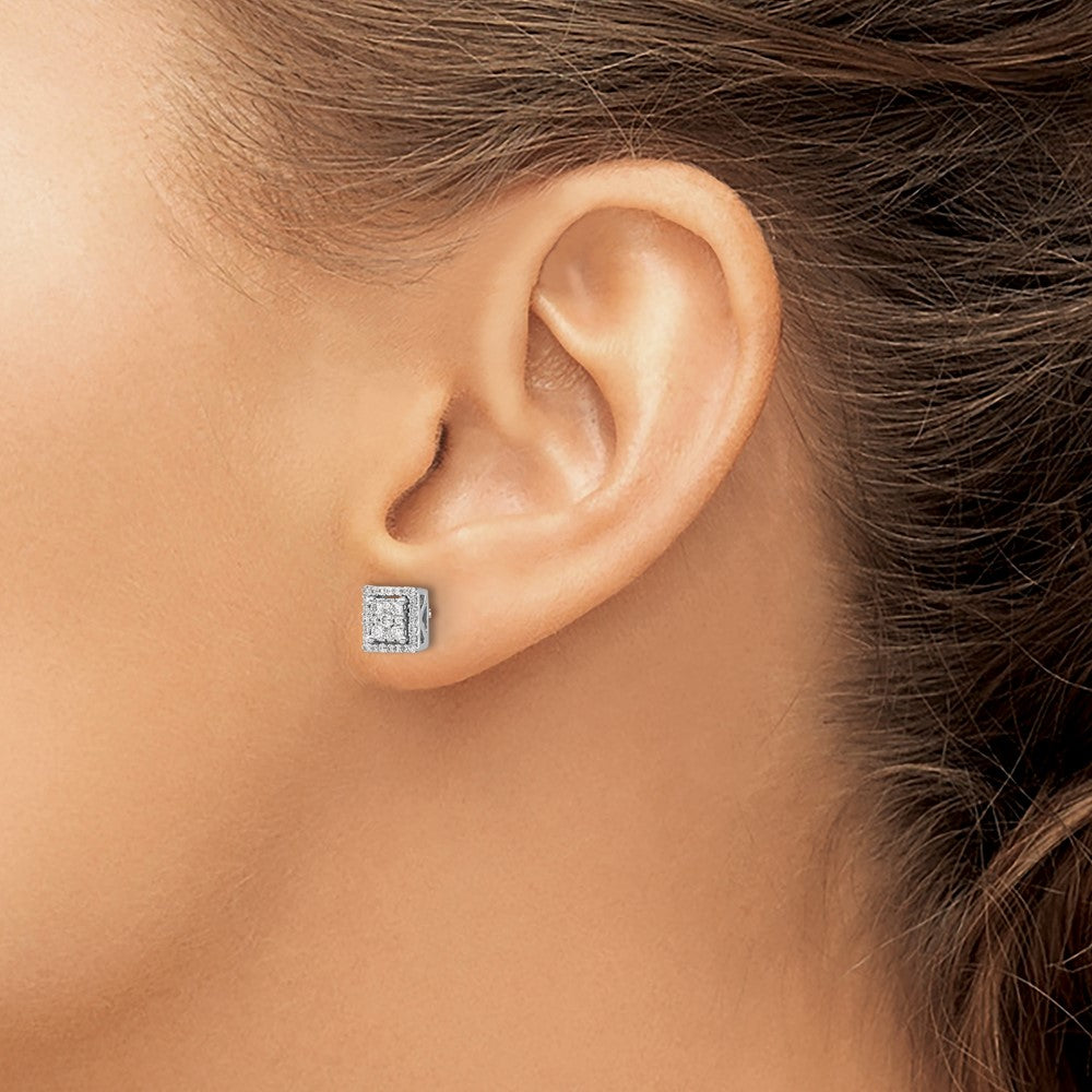 1/3 carat Diamond Cluster Square Screwback Post Earrings - WBC