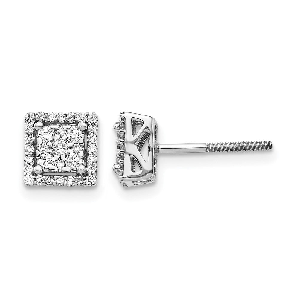 1/3 carat Diamond Cluster Square Screwback Post Earrings - WBC