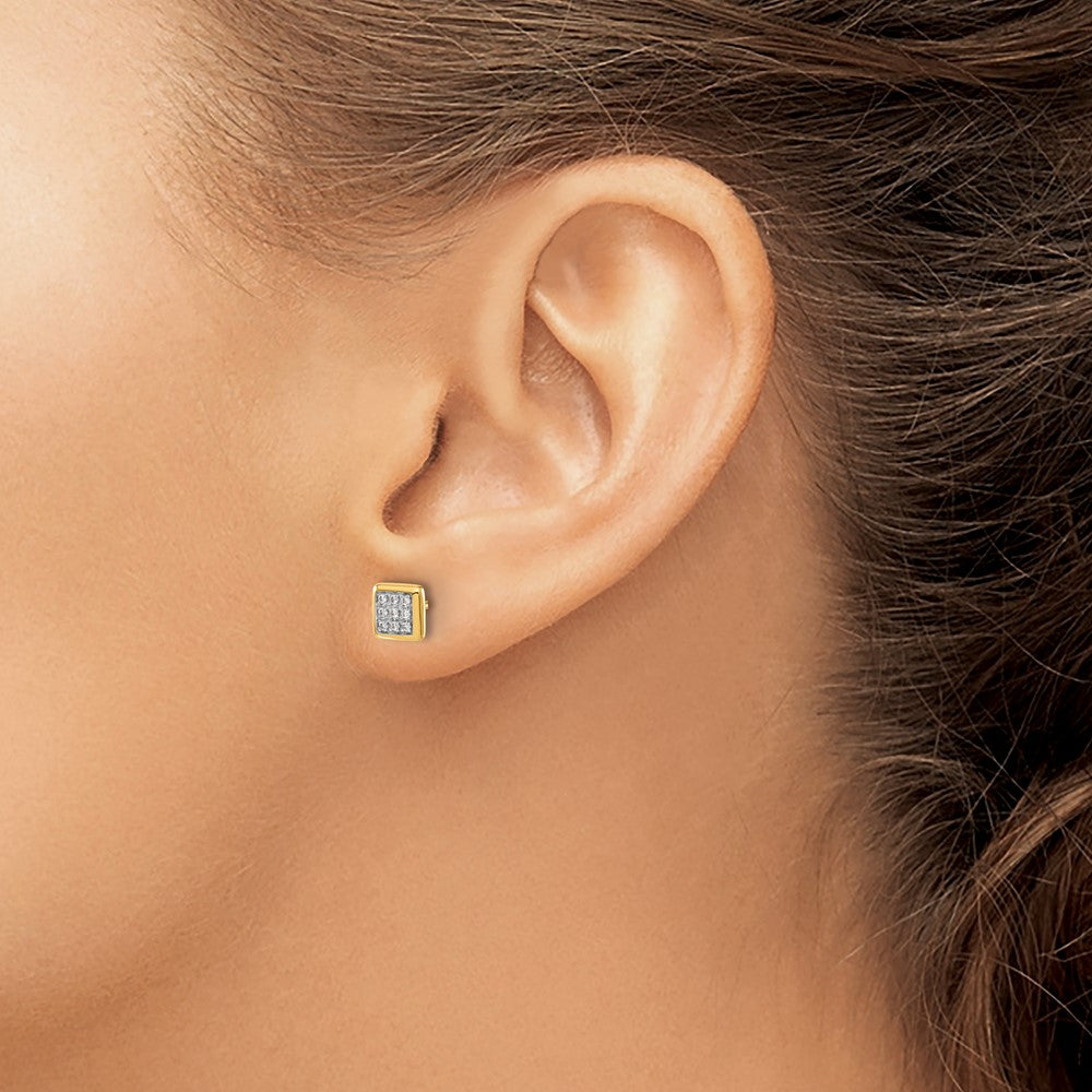 1/10 carat Diamond Cluster Square Post Earrings - WBC