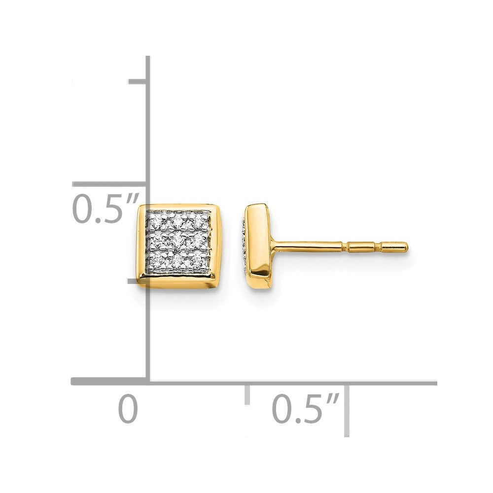 1/10 carat Diamond Cluster Square Post Earrings - WBC