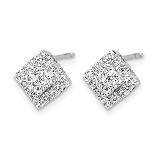 1/4 carat Diamond Square Cluster Post Earrings - WBC