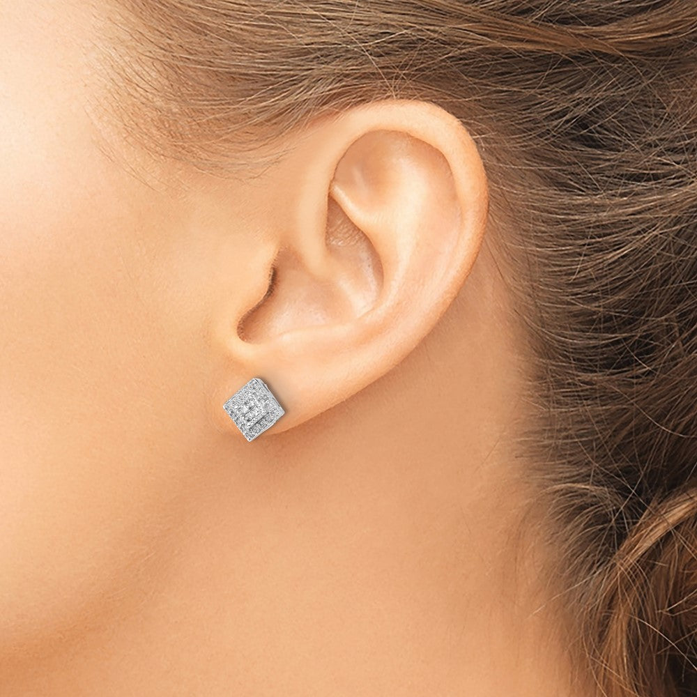 1/4 carat Diamond Square Cluster Post Earrings - WBC